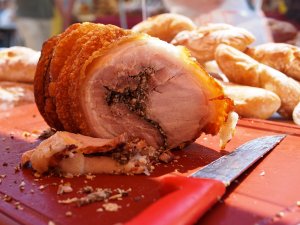 Porchetta von Porcella am Karmeltiermarkt Porchetta von Porcella am Karmeltiermarkt