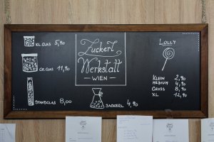 Zuckerlwerkstatt Wien Blackboard der Zuckerlwerkstatt Wien