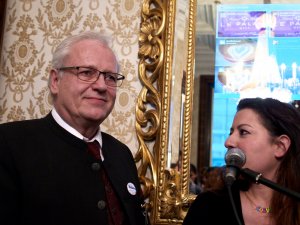 Friedrich Riess beim Foodcamp 2014 Friedrich Riess und Nina Mohimi beim Foodcamp 2014